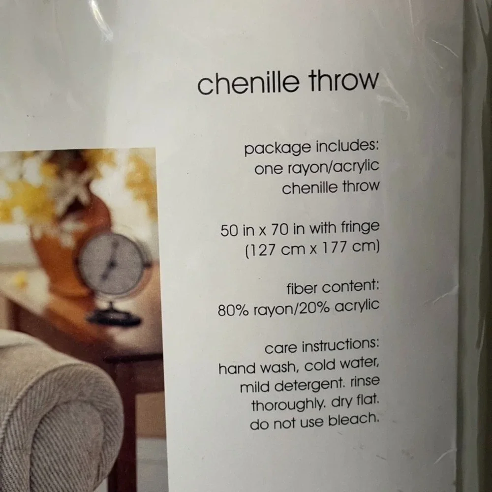 Vtg Chenille Throw‎ Blanket Natural (Beige/Ivory) 50x70 Target Home NOS 2002